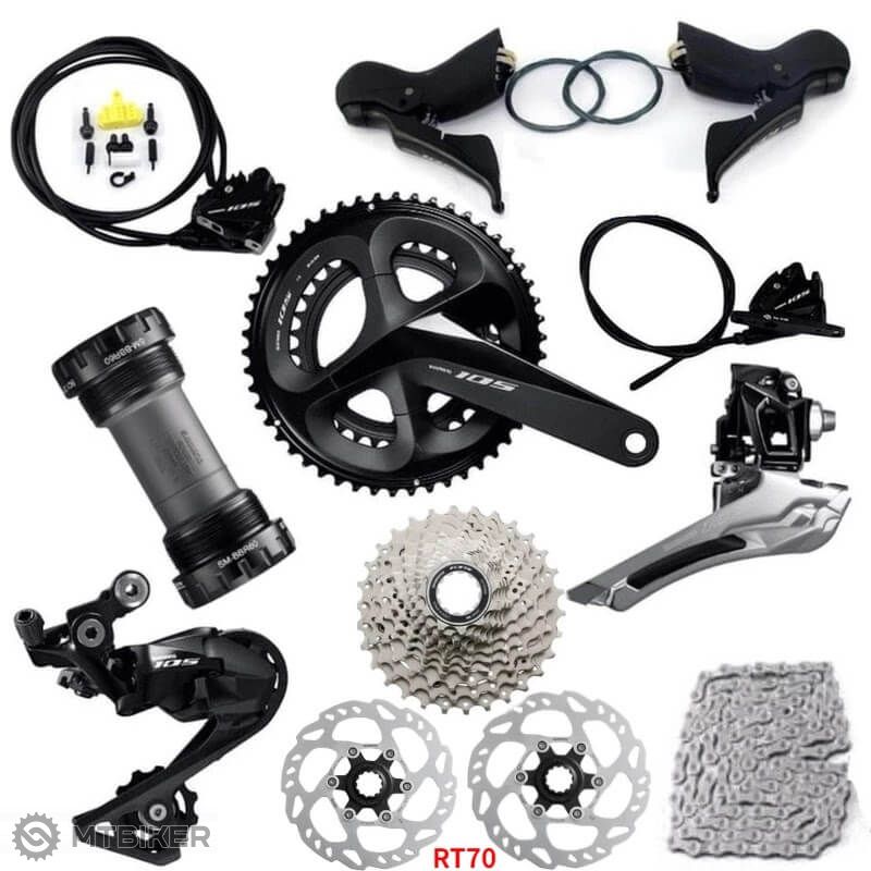 Shimano 105 R7020 2x11 sp. disc road set, cranks 172.5 mm, 50/34z.,  cassette Miche 11-30z.