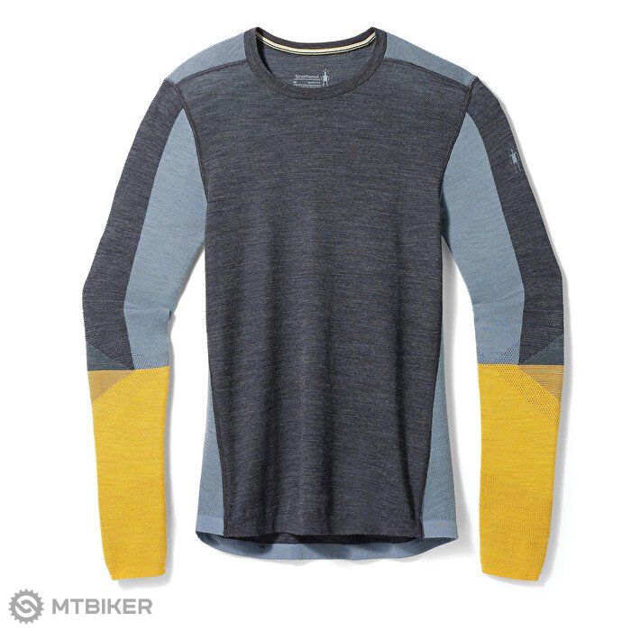 Smartwool Intraknit Thermal Merino Base Layer Colorblock shirt,  charcoral-honey gold