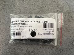 DT Swiss Pro Lock squorx 2.0mm, 15 mm, černá, 34 kusů