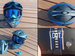 Motokrosová/enduro prilba čierno-modrá (S) + okuliare