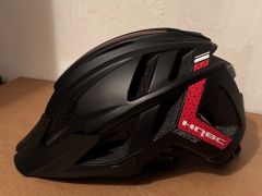 Hqbc Dirtz prilba, sivá/žltá lesklá, čierna/červená matná 52-58 cm