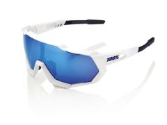 100% Speedtrap, Okuliare - Matte White - Hiper Blue Multilayer Mirror Lens