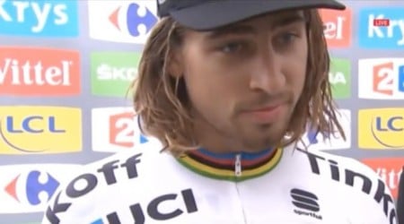 Peter Sagan hodnot&iacute; 10. etapu TdF, na ktorej vybojoval sp&auml;ť zelen&yacute; dres a červen&eacute; č&iacute;slo