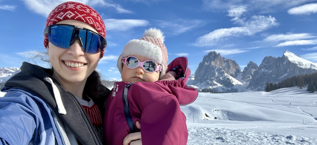 (Nielen) zimn&aacute; turistika s b&aacute;b&auml;tkom v Dolomitoch