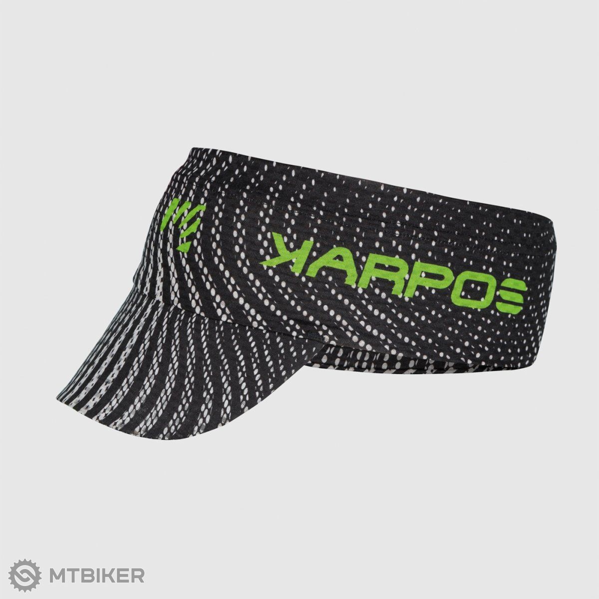 Karpos TRE CIME PRINT headband with visor, black/jasmine green