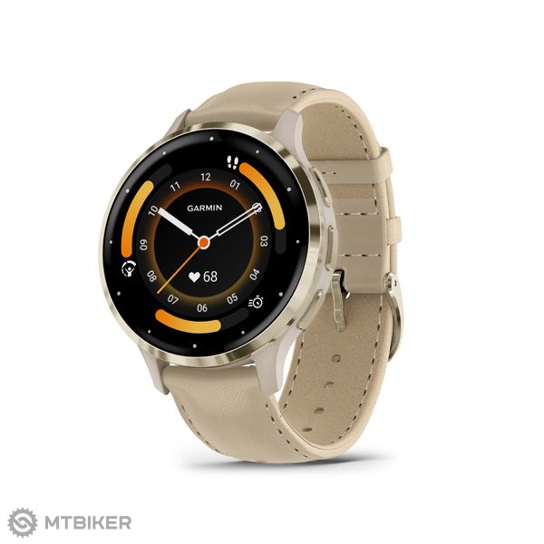 Garmin VENU 3S hodinky, French Gray/Soft Gold, Leather - MTBIKER Shop