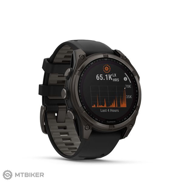 Garmin fenix 8 - 47 mm Solar Sapphire watch, Carbon Gray DLC Titanium/ black/pebble  gray band - MTBIKER.shop