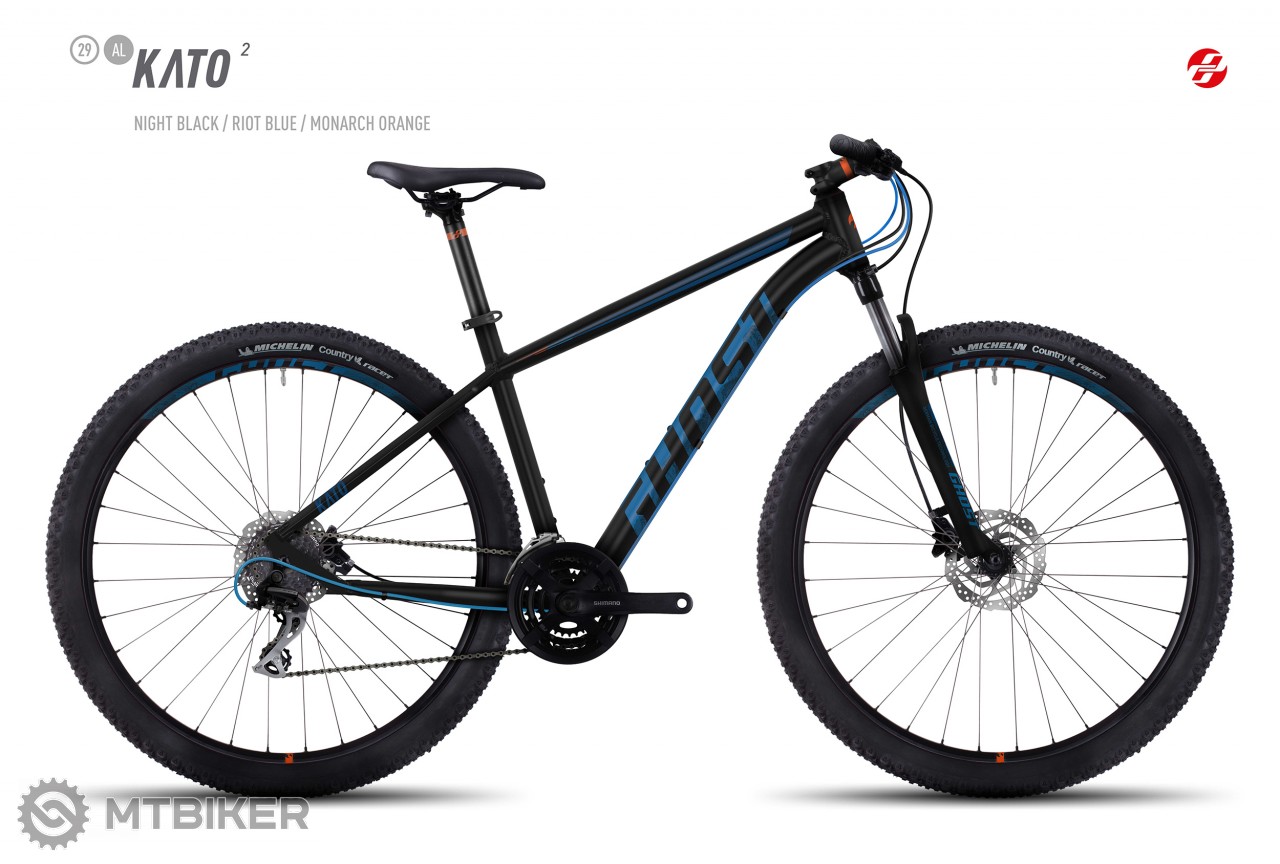 GHOST KATO 2 29" čierna/modrá/oranžová, horský bicykel model 2017