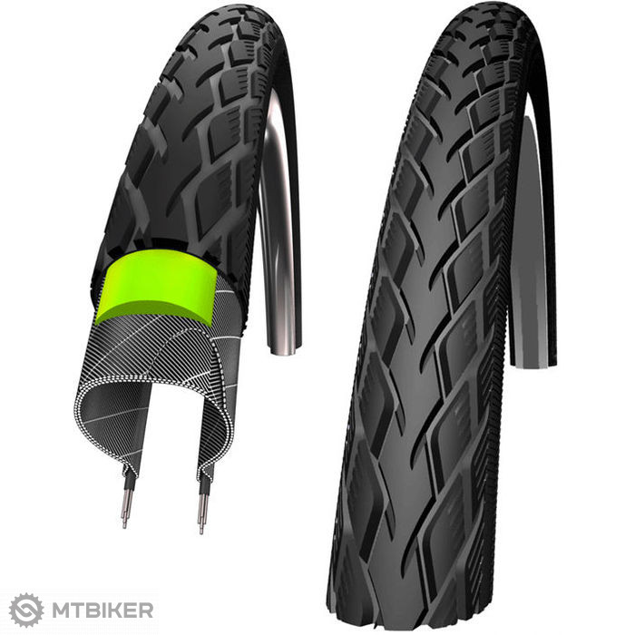 camouflage Tanzania japon Schwalbe Marathon 28x1.25" GreenGuard E50 tire with reflective strip, wire  - MTBIKER.shop