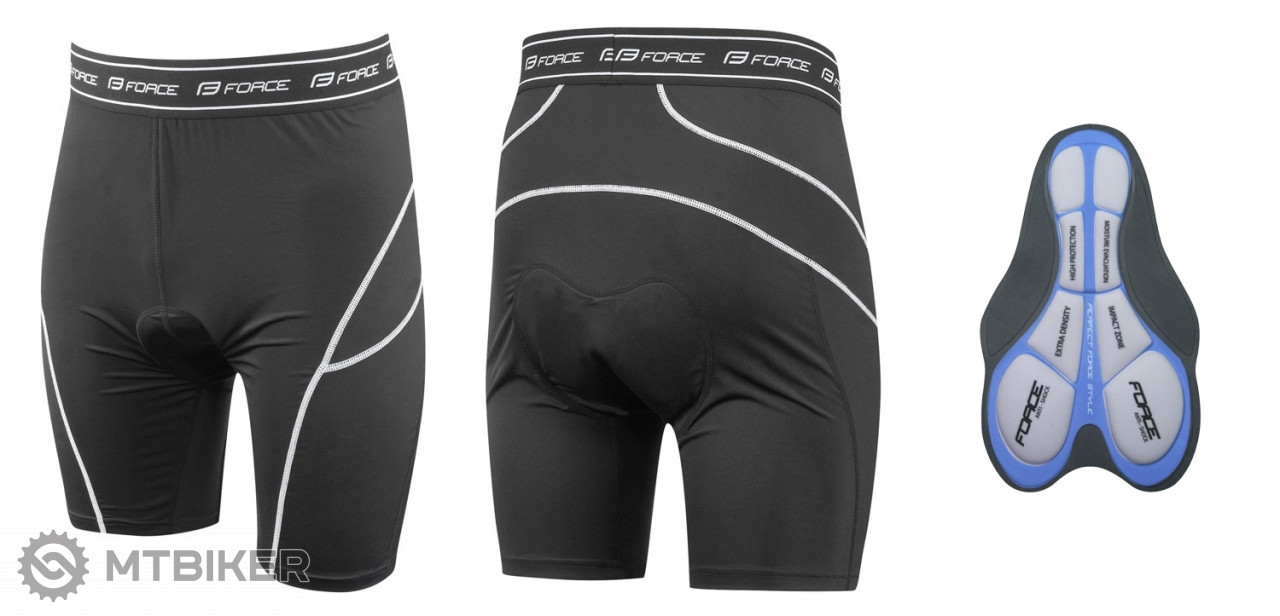 FORCE spodné nohavice s cyklovložkou, čierna