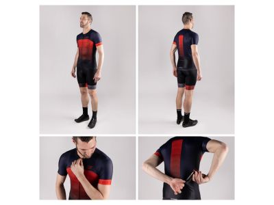 FORCE Ascent koszulka rowerowa, niebieska/czerwona