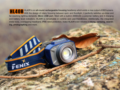 Fenix ​​​​HL40R wiederaufladbarer Fokussierscheinwerfer, blau