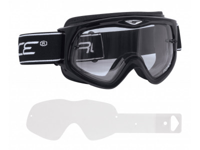 FORCE Downhill szemüveg, fekete, átlátszó üveg