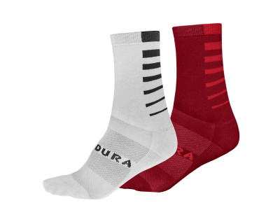 Endura Coolmax Stripe zokni (2 pár egy csomagban) rozsdásvörös