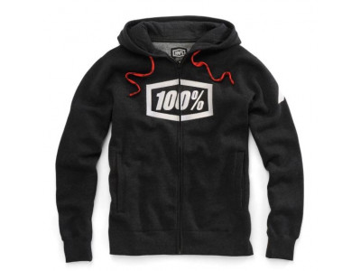 100% Syndicate Zip Hooded Sweatshirt, black heather/white