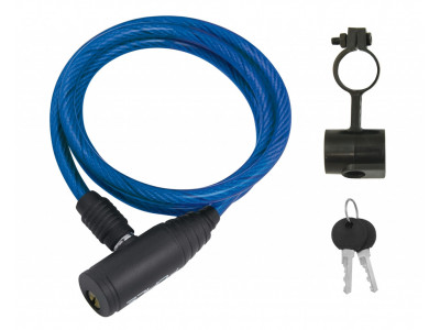 Force Eco lock, spiral, with holder, 120 cm / 8 mm, blue