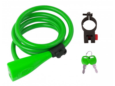 FORCE Lock, spiral, with holder, 120 cm / 10 mm, silicone, green
