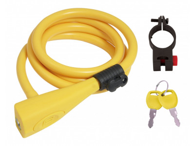 FORCE Lock, spiral, with holder, 120 cm / 10 mm, silicone, yellow