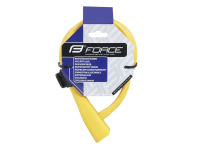 FORCE Lock, spiral, with holder, 120 cm / 10 mm, silicone, yellow