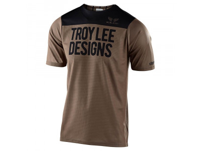 Męska koszulka rowerowa Troy Lee Designs Skyline S/S Block z krótkim rękawem, orzechowa/czarna