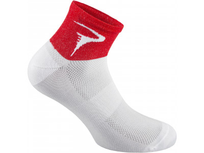 Pinarello Dots Think Asymmetric dámske ponožky, biela/červená