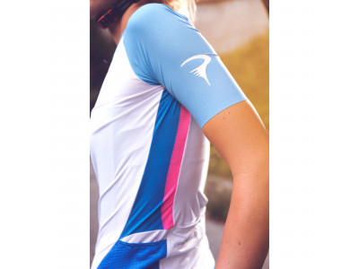 Damska koszulka rowerowa Pinarello PRO #iconmakers biało/niebiesko/różowa 