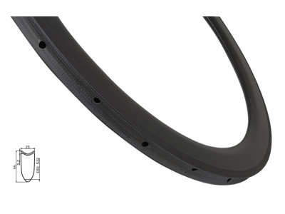 Obręcz FORCE Road Carbon Disc, 55 mm, 28d, pod szytki, nyple zewnętrzne, czarne, matowe