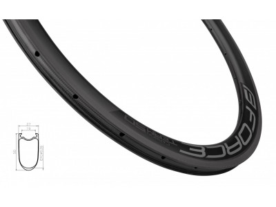 Force Road Carbon rim, 50 mm, 20d, tire, outer nipples, black, matt