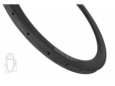 Obręcz FORCE Road Carbon, Hookless, 55 mm, 20 otworów, pod opony, nyple wewnętrzne, czarne, matowe