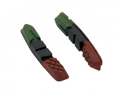 FORCE náhradní brzdové gumičky na špalíky, 70 mm, zelená/černá/hnědá