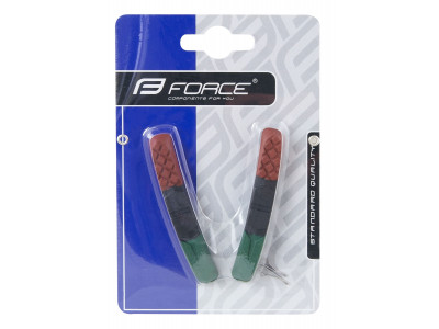 FORCE náhradné brzdové gumičky na špalíky, 70 mm, zelená/čierna/hnedá