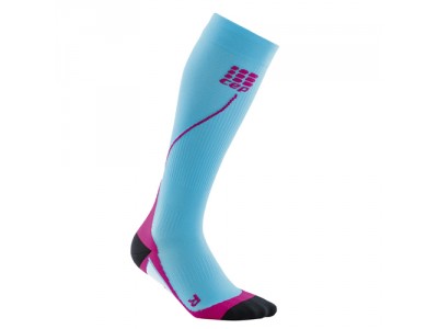 Ciorapi de compresie CEP pentru genunchi pentru alergare Hawaii albastru/roz