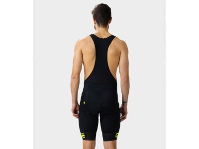 ALÉ Solid Corsa Shorts mit Trägern, schwarz/fluo gelb