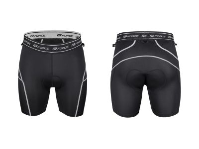 Pantaloni scurți FORCE Downhill MTB cu bazon, negru/gri