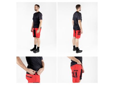 FORCE MTB-11 shorts with removable inner shorts, red