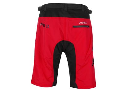 FORCE MTB-11 shorts with removable inner shorts, red