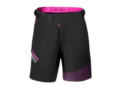 Pantaloni scurți de damă FORCE Storm cu bazon detașabil, negru/roz