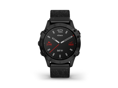 Garmin fénix 6 Sapphire, czarny DLC, sportowy zegarek z nylonowym paskiem