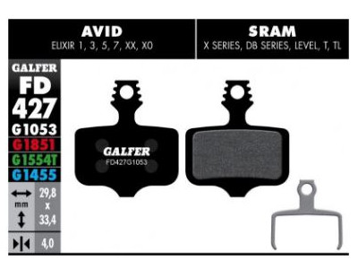 Galfer FD427 Road G1455 Brake Pads for Avid/Sram, Organic