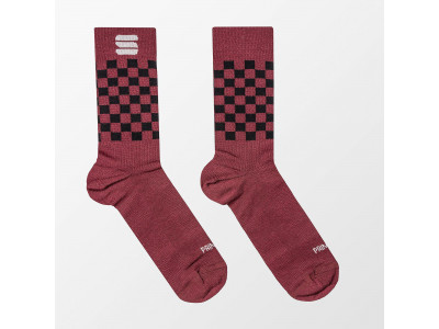 Sportful CHECKMATE WINTER ponožky tmavě červené/černé