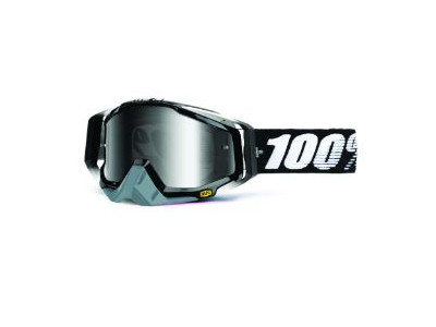 Okulary MX / MTB 100% Raceraft Abyss czarne / lustrzane srebrne soczewki