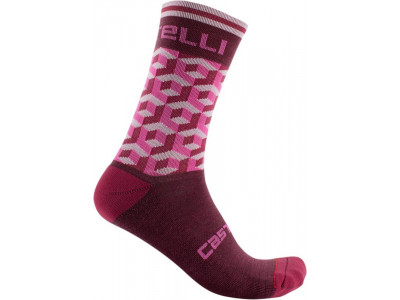 Castelli CUBI W 15 dámské ponožky, tmavá červená/růžová