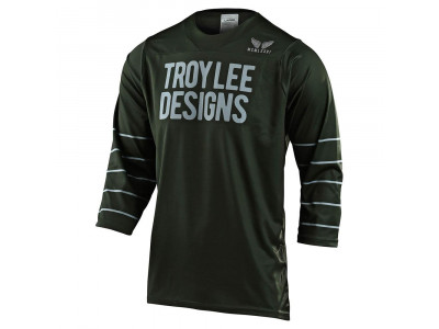 Tricou bărbătesc Troy Lee Designs Ruckus cu mânecă 3/4 cu dungi verde/albastru argintiu