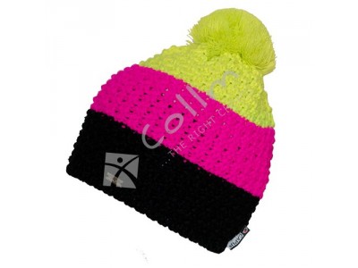 Collm knitted hat for women black, pink, yellow with a bow