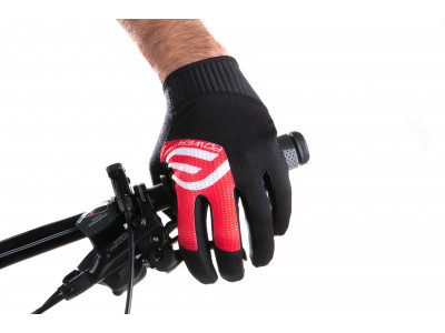 FORCE MTB Power rukavice, čierna/červená