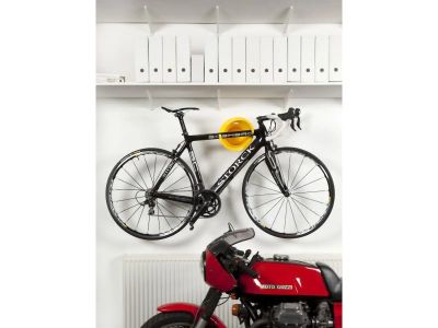 Cycloc Solo bicycle holder on the wall, yellow