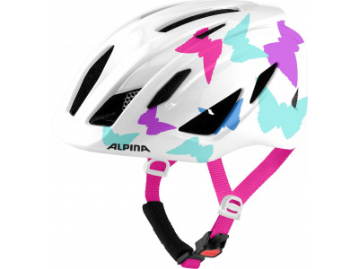 Kask rowerowy ALPINA PICO perłowo biały z motylkami