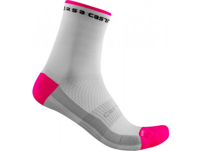 Castelli ROSA CORSA W 11 dámské ponožky, bílá/růžová neon