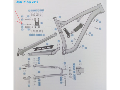 Lapierre čap na uchytenia tlmiča, spodný / Rear shock screw (shaft) 02014046, model 2016