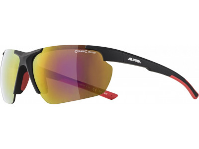 ALPINA Cycling glasses DEFEY HR black matt, lenses: red mirror